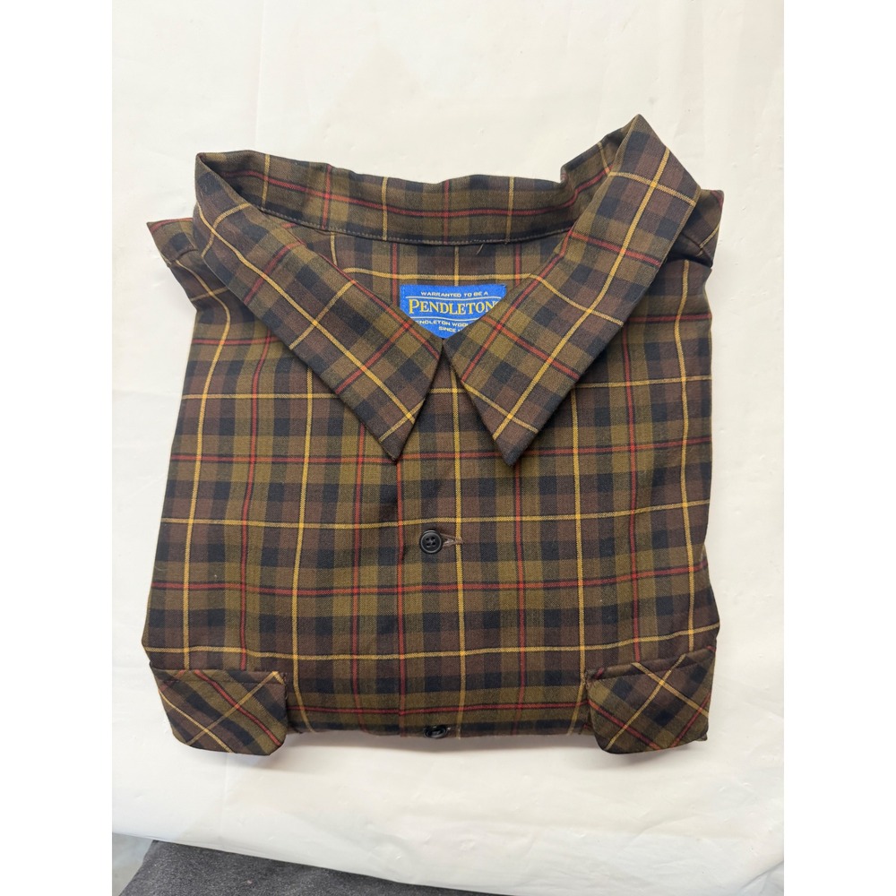 Pendleton Board Shirt Mens XXXL Brown Plaid 100% Wool Long Sleeve Button Up 3XL - Picture 3 of 7